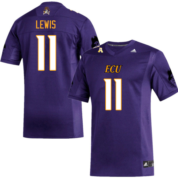 Men #11 Jeremy Lewis ECU Pirates College Football Jerseys Sale-Purple